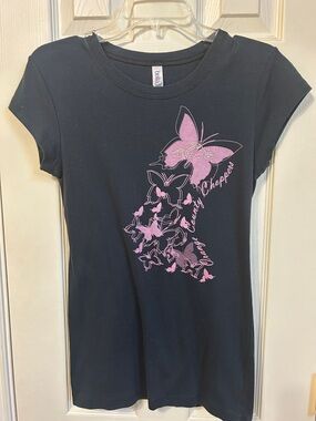 “Orange County Choppers” Bella Canvas Black Tee with Pink Butterfly Design